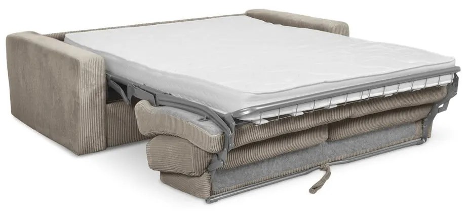 Canapea maro deschis extensibilă cu tapițerie din catifea reiată 195 cm Nona – Makamii