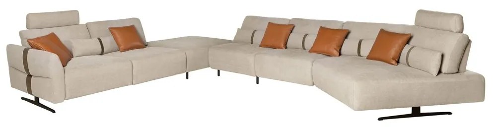 Coltar modular LUX design italian cu sezlong stanga Velvet sand