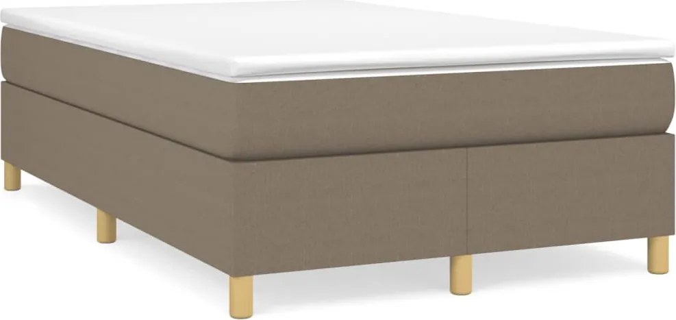 vidaXL Pat box spring cu saltea, gri taupe, 120x200 cm, textil