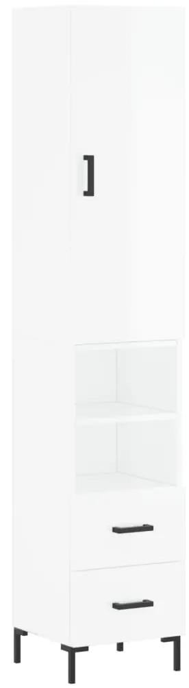 3198915 vidaXL Dulap înalt, alb extralucios, 34,5x34x180 cm, lemn prelucrat