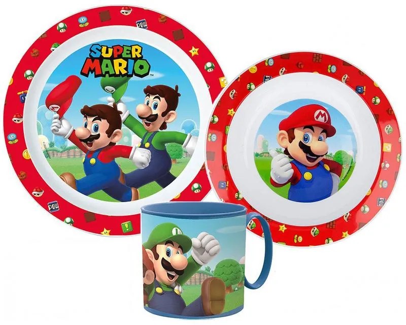 Super Mario set de vase, set micro din plastic cu cană 265 ml