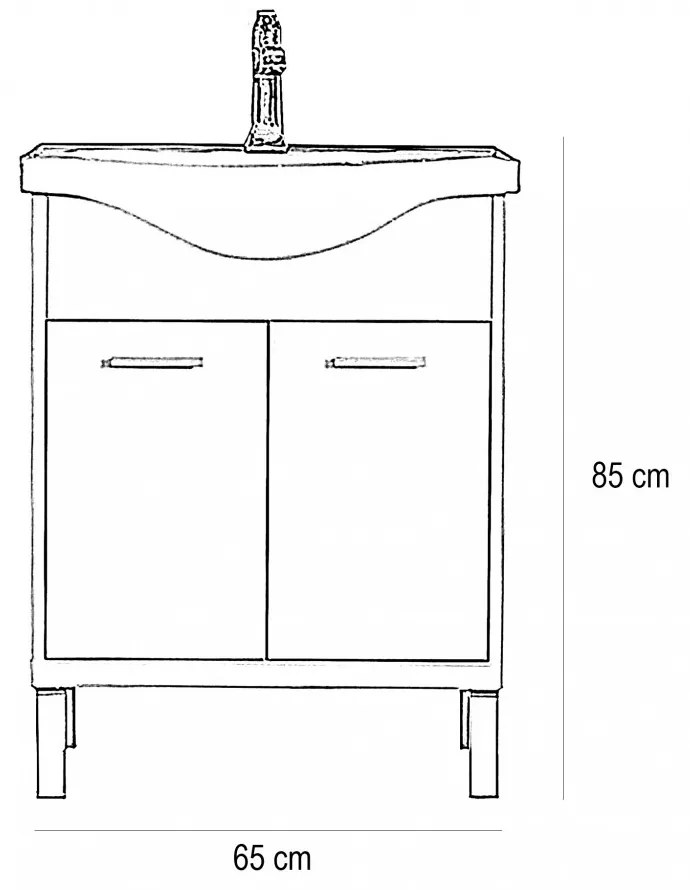 Dulap inferior Nerva 65 cm cu lavoar, ulm Rauna