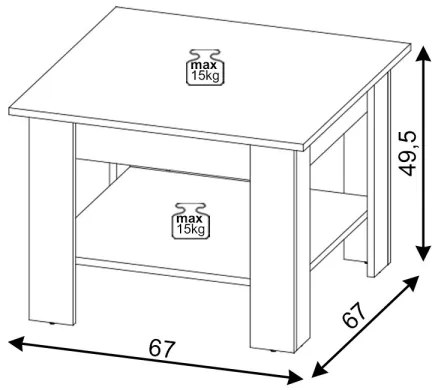 Masă de cafea COCO, stejar artisan
