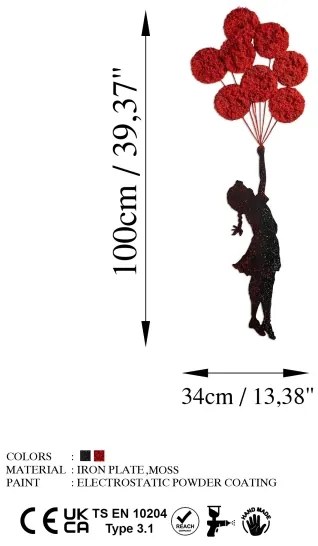 Decorațiune de perete 100x34 cm metal/mușchi fată