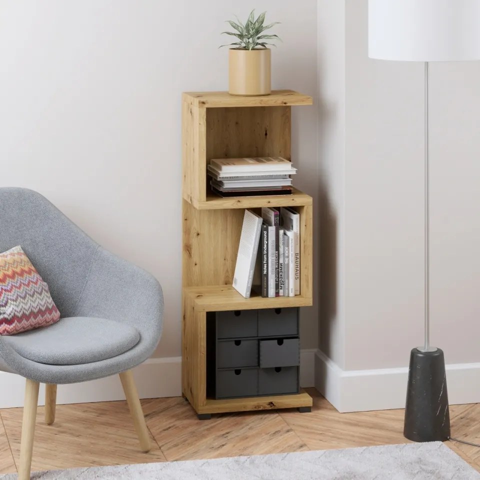 Biblioteca 41.6x112.5x29.7 cm, Mori, ADRK Furniture (Culoare: Natural / Natural)