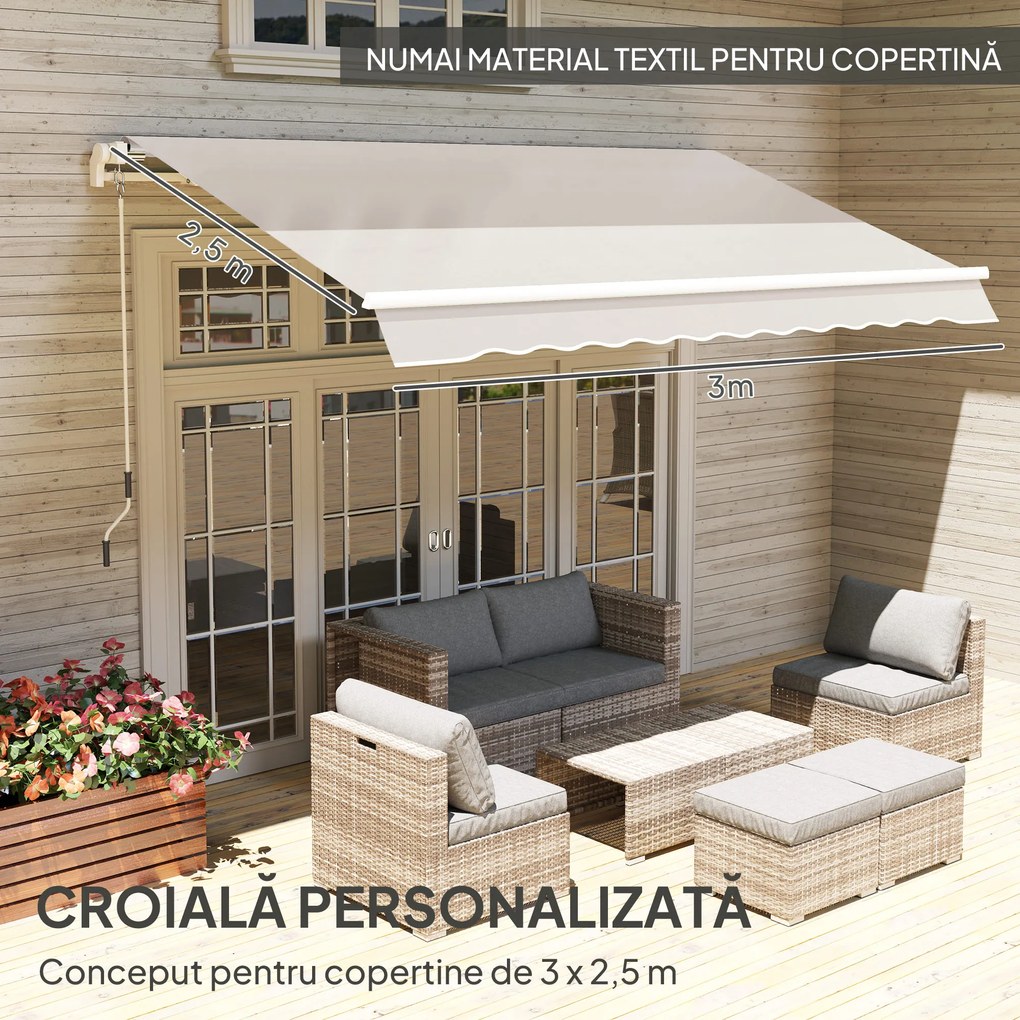 Outsunny Material de Înlocuire pentru Copertină Retractabilă, 282x250 cm, Gri | Aosom Romania