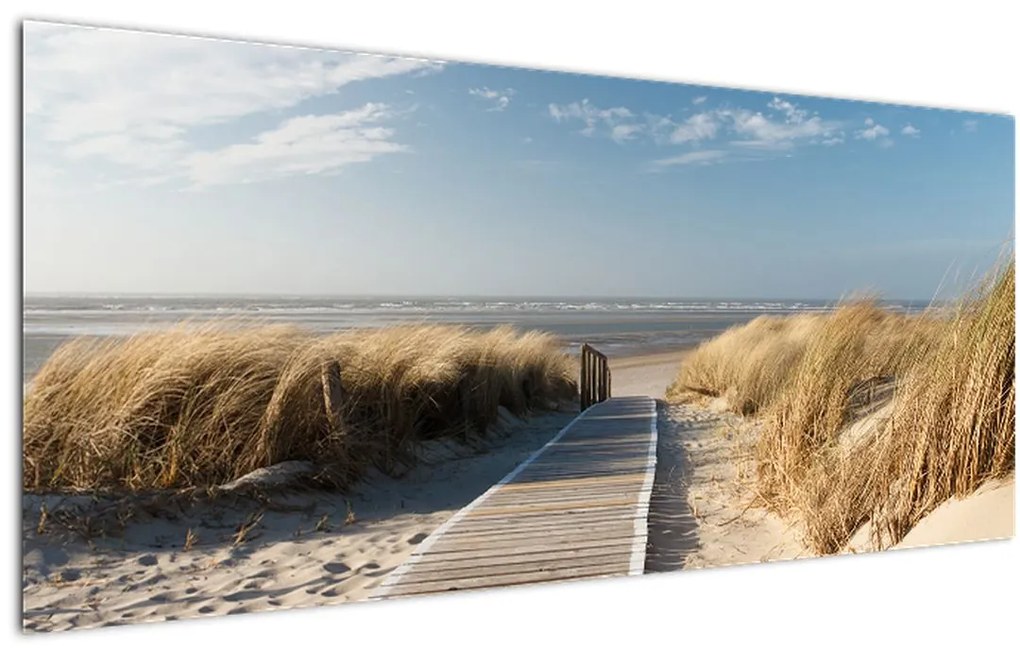 Tablou - Plaja cu nisip de pe insula Langeoog, Germania (120x50 cm)