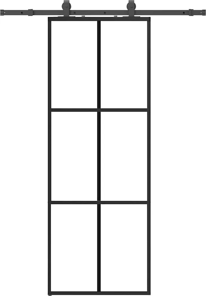 vidaXL Ușă glisantă cu set de feronerie neagră 76x205 cm Sticlă ESG
