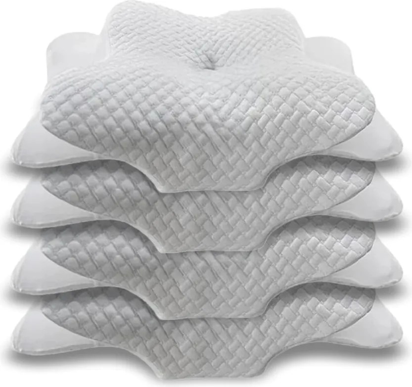 PACHET 4 PERNE CERVI-SAN CONFORT, pernă ortopedică cervicală, din spumă cu memorie, pentru toate pozițiile de somn, husă respirabilă, detașabilă și lavabilă, Pernă ergonomică de susținere a gâtului, Alb