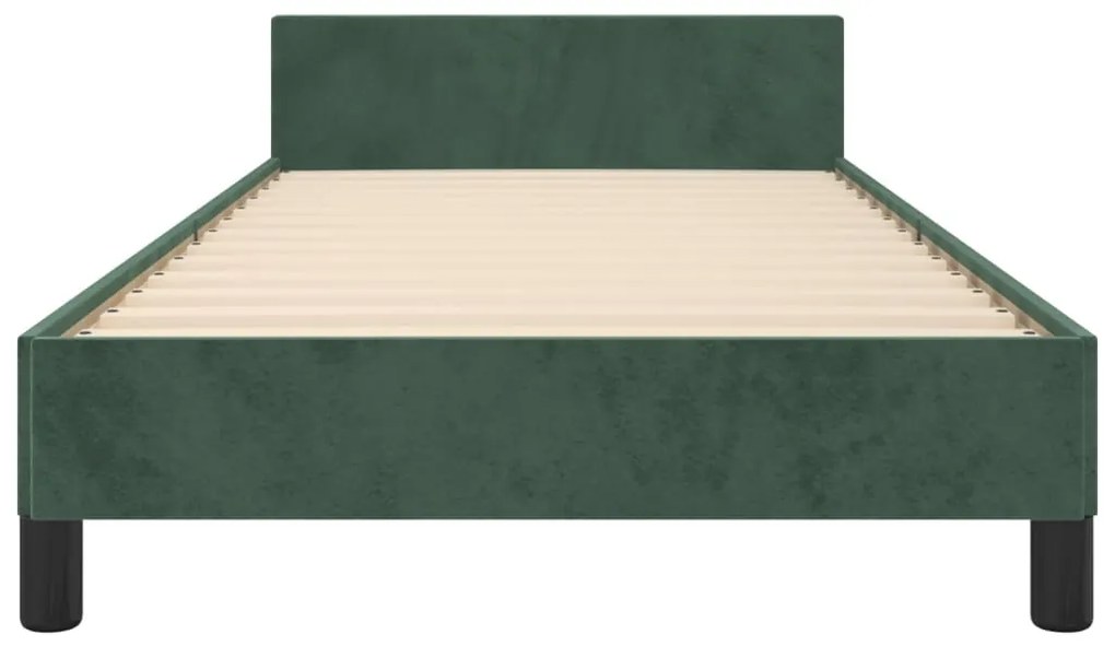 Cadru de pat cu tablie, verde inchis, 90x200 cm, catifea Verde inchis, 90 x 200 cm, Design cu nasturi