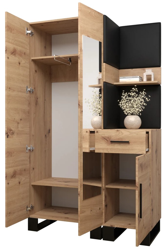 Set mobilier pentru hol Amanda 16 (Stejar artisan + verde). 1085994