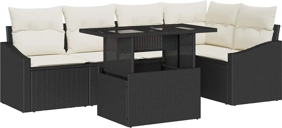 vidaXL Set de canapele pentru grădină cu pernă 6 pcs Negru și Crem
