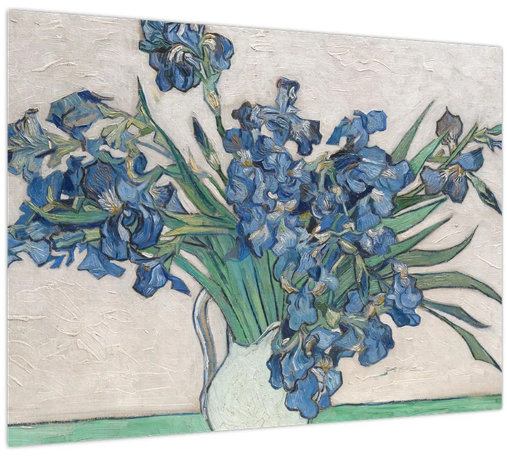 Tablou pe sticlă - Vincent van Gogh, Irises, reproducere (70x50 cm)