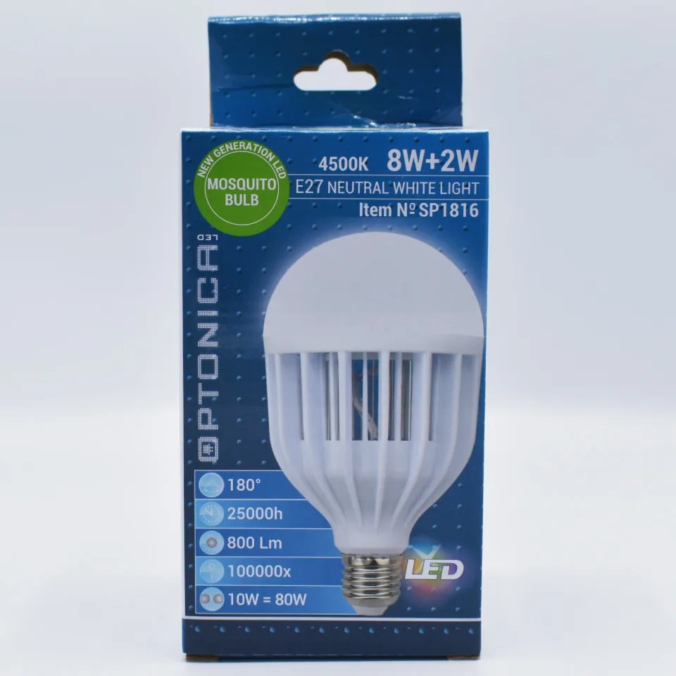 Bec LED cu functie anti-insecte Optonica, 10W(80W), E27, 800 lm, lumina neutra (4500K), opal, clasa energetica G