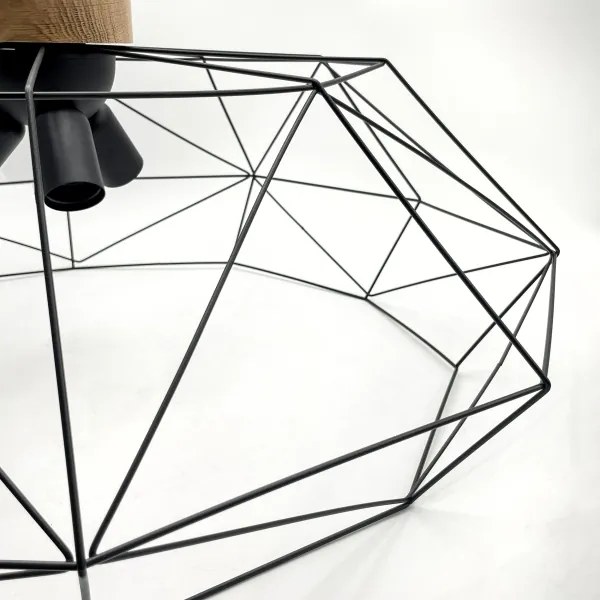 Brilagi - Plafonieră WOODY BASKET, 3 x E27/60W/230V, Ø 80 cm, stejar