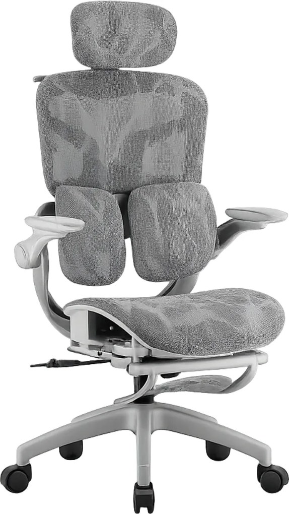 AEROMAX SLIDING Scaun ergonomic, Sezut Translatie, Cotiere Rabatabile, Tetiera 3D, Suport lombar dublu ajustabil, Suport picioare, Umeras, Full Mesh, Gri
