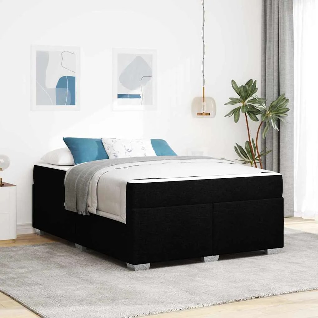 vidaXL Cadru de pat Altele Negru 140 x 200 cm țesătură