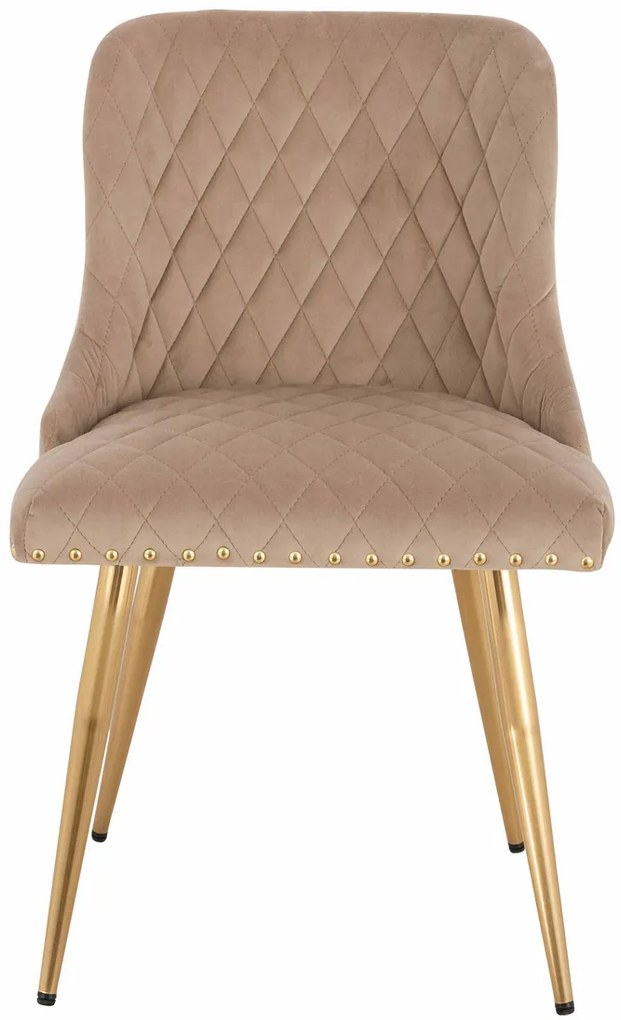 HR940 Scaun cu picioare aurii Latte din Catifea