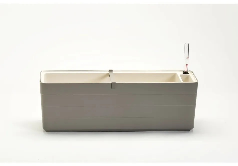 Ghiveci cu autoirigare Plastia Berberis 60, gri + ivoriu, 60 cm