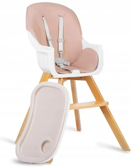 Scaun de masa 3 in 1, cu picioare din lemn, 63 x 58 x 90 cm, Ricokids Lilo 700203 - Roz