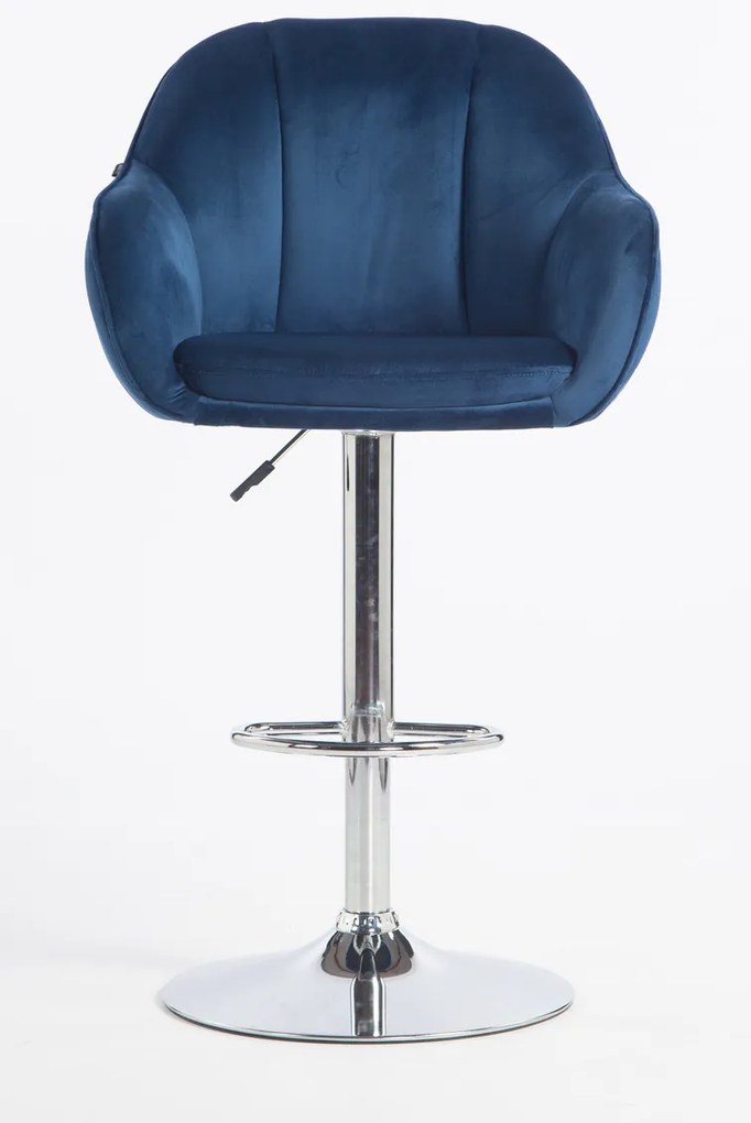 HR2055W Scaun Bleumarin din Catifea cu Bază Cromata