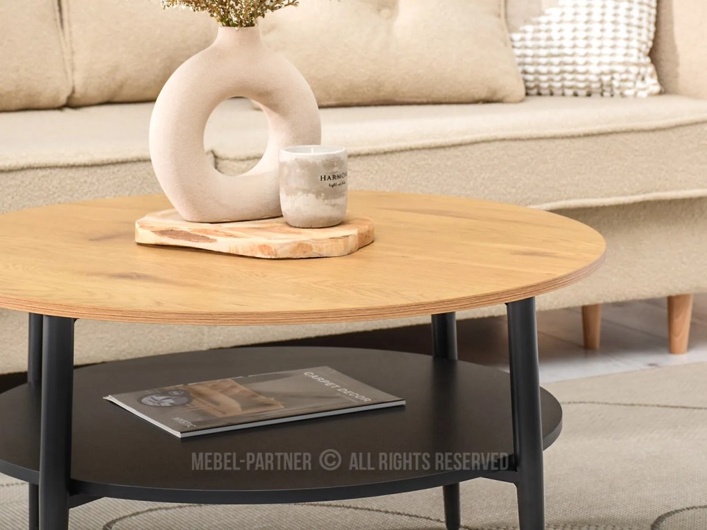 Măsuță de cafea Randolf Xl (stejar + negru). 1111701