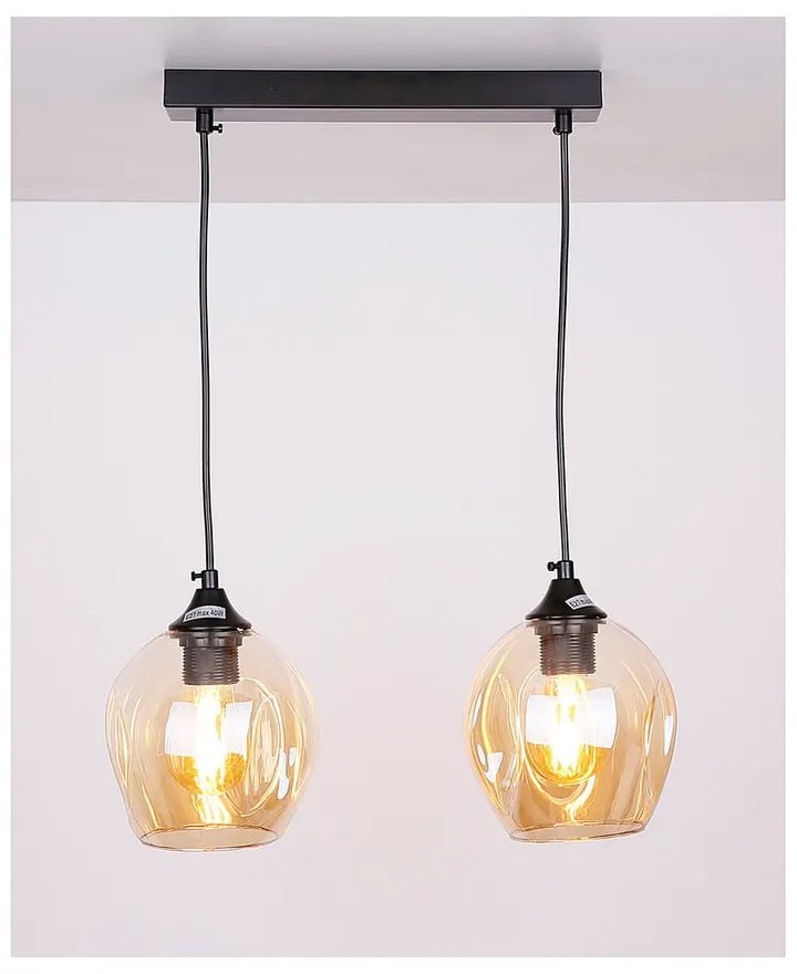 Lustră neagră cu abajur din sticlă 14x48 cm Aspa – Candellux Lighting