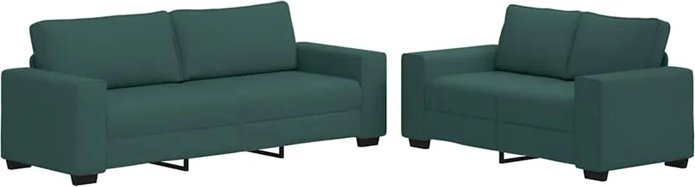 vidaXL Set de canapele cu perne, 2 piese, verde închis, textil