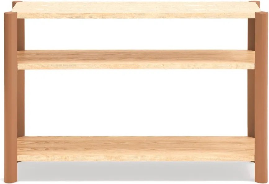 Etajeră cărămizie/în culoare naturală deschisă cu aspect de lemn de stejar 126x84x43 cm Bona – Teulat