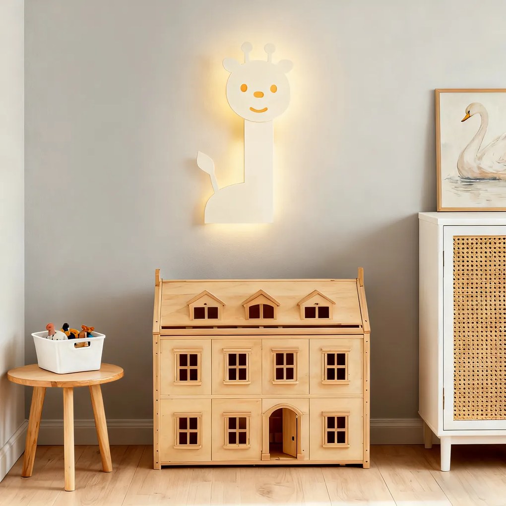 Lampă de perete pentru copii bej cu LED cu 3 trepte de intensitate luminoasă - Gigi Girafa