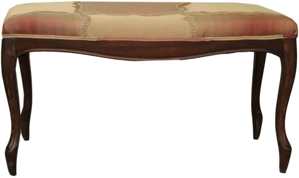 Bancheta vintage Carmen din lemn maro cu tapiterie 90x66x50 cm
