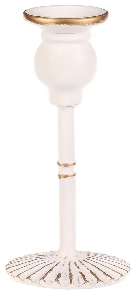 Sfeșnic metalic pentru lumânare conică 17 cm, alb, 17 cm