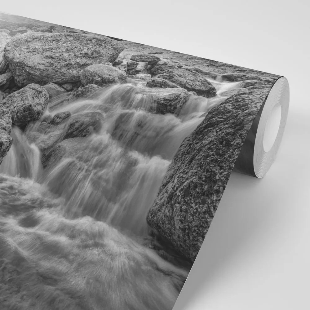 Tapet autoadeziv cascade de munte alb-negru