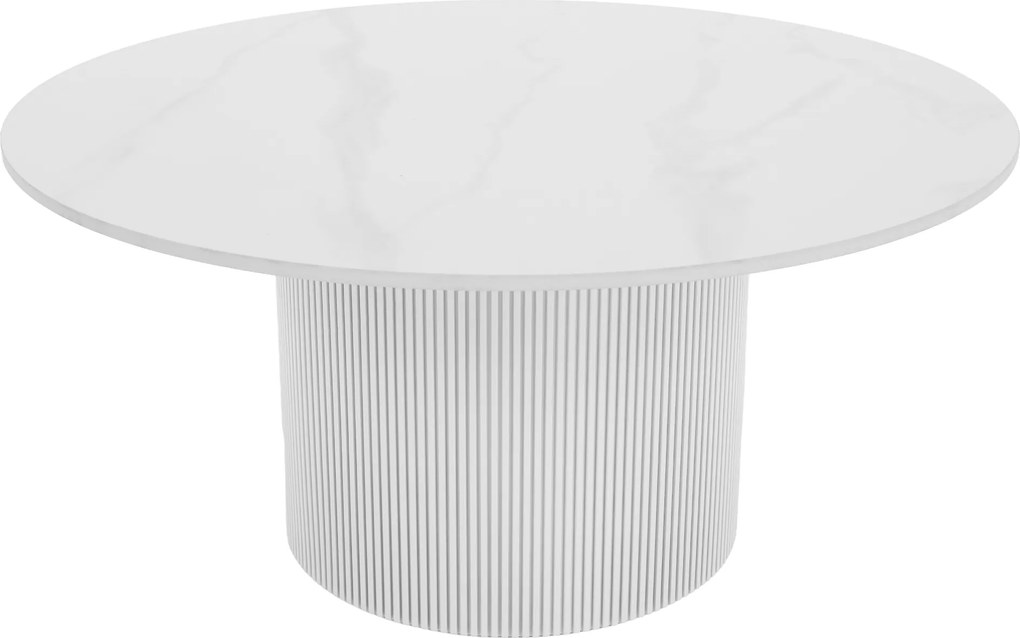 Măsuţă de cafea, marmură albă/MDF, diametru 80 cm, MAHIR TYP 1
