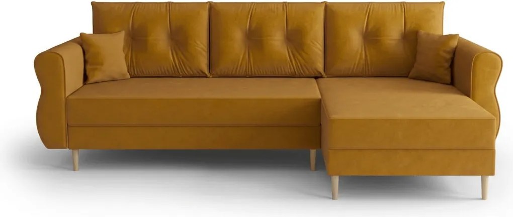 Canapea extensibila de colt SILVIANO, mustar, reversibila, 230x140 cm