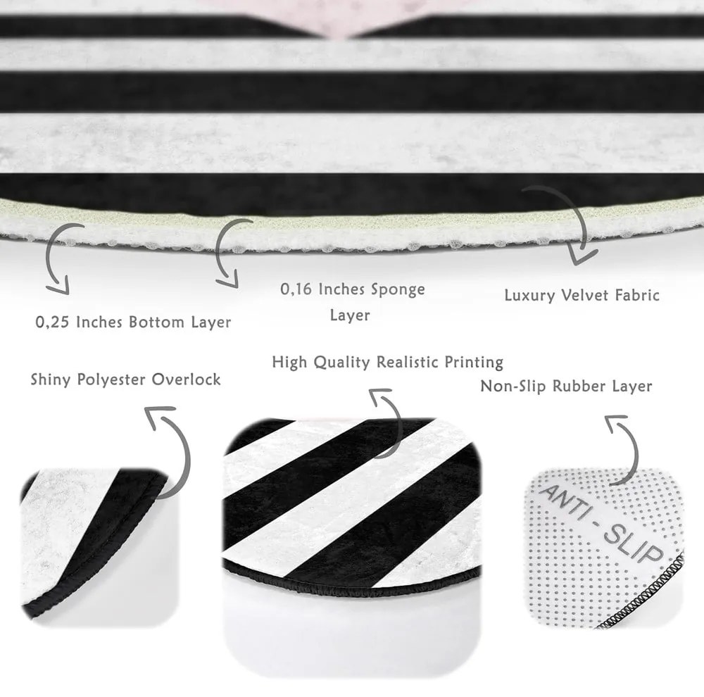 Covor rotund pentru copii negru-alb ø 80 cm Comfort – Mila Home