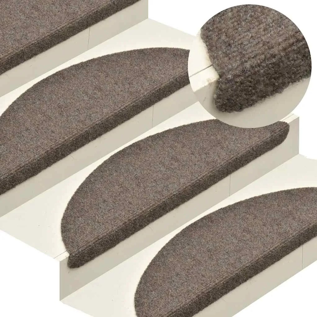 vidaXL Covorașe autoadezive pentru scări, 5 buc., 65x21x4 cm, bej, semirotunde, mari