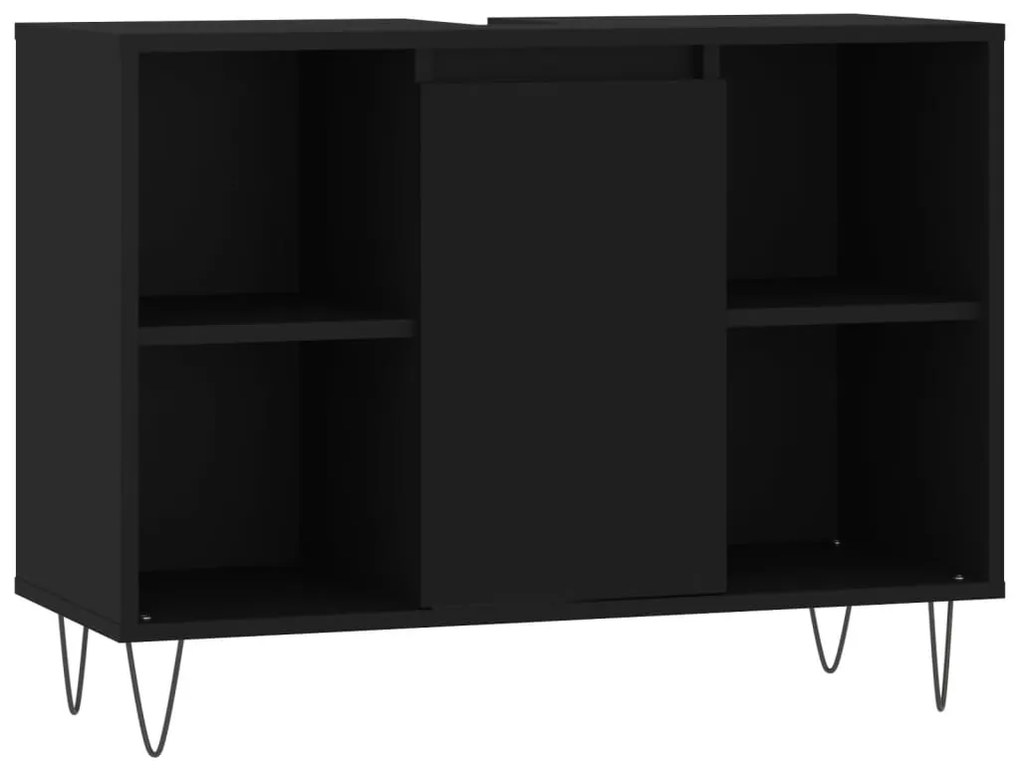 831629 vidaXL Dulap pentru baie, negru, 80x33x60 cm, lemn compozit