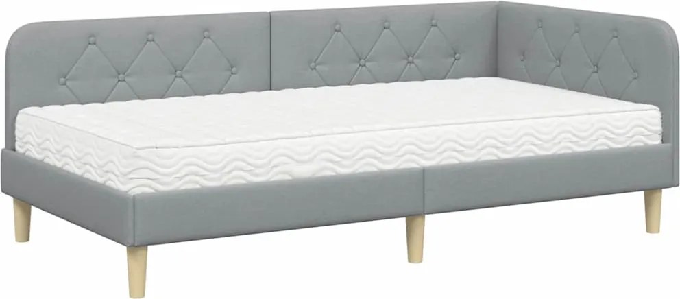 vidaXL Cadru de pat colțar Gri deschis 100 x 200 cm țesătură