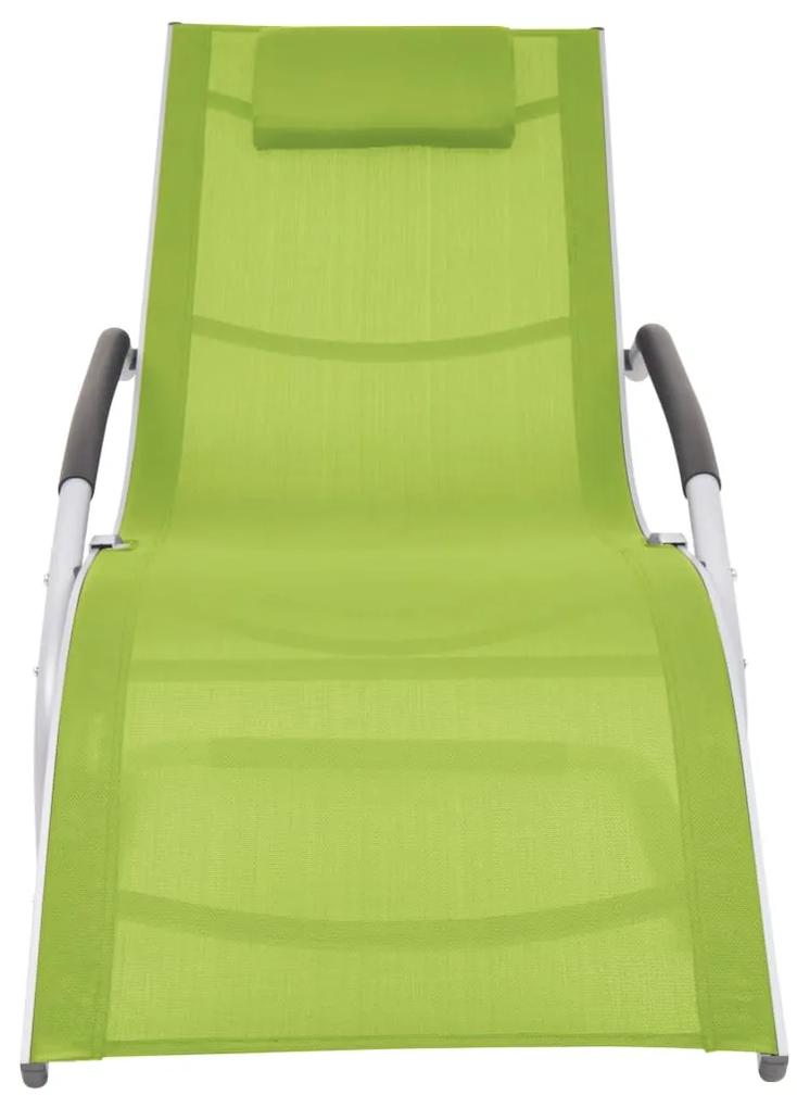 47780 vidaXL Șezlong cu pernă, verde, aluminiu și textilenă