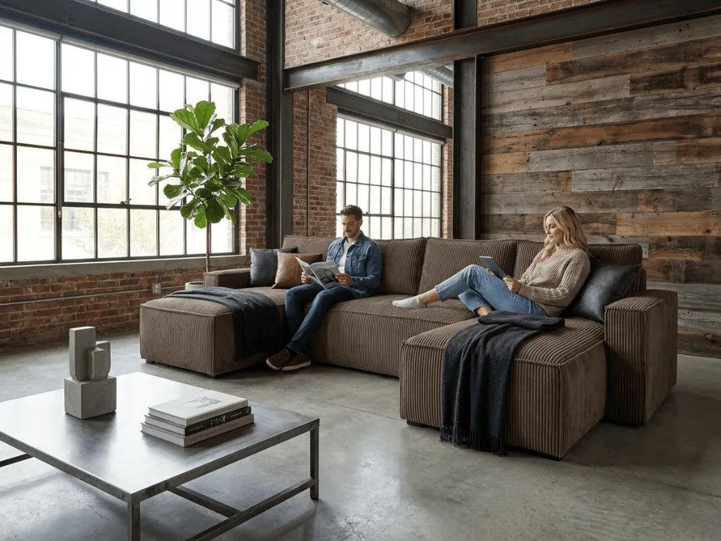 Coltar in forma de U SMART COSARO 295x140 cm, maro inchis