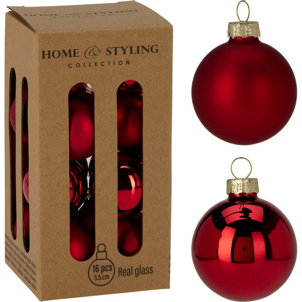 Set de 16 ornamente de Crăciun Crystal Harmony,negru, diametru 3,5 cm, sticlă, diam. 3,5 cm