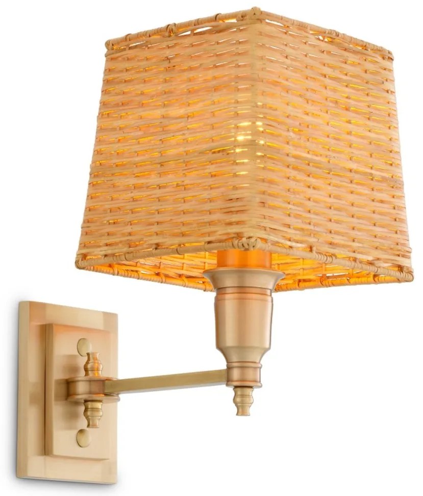 Aplica de perete LUX cu abajur din ratan Lexington alama antic