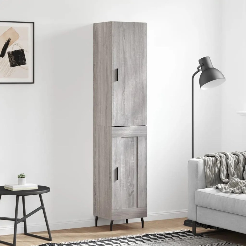 vidaXL Dulap înalt, gri sonoma, 34,5x34x180 cm, lemn prelucrat