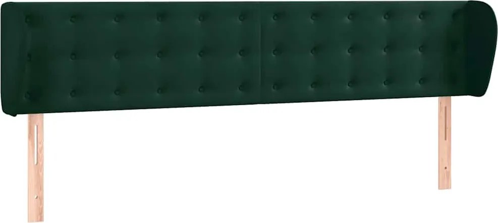 vidaXL Tăblie de pat cu aripioare verde închis 163x23x78/88 cm catifea