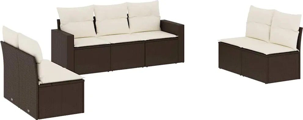 vidaXL Set canapele de grădină cu perne, 7 piese, maro, poliratan