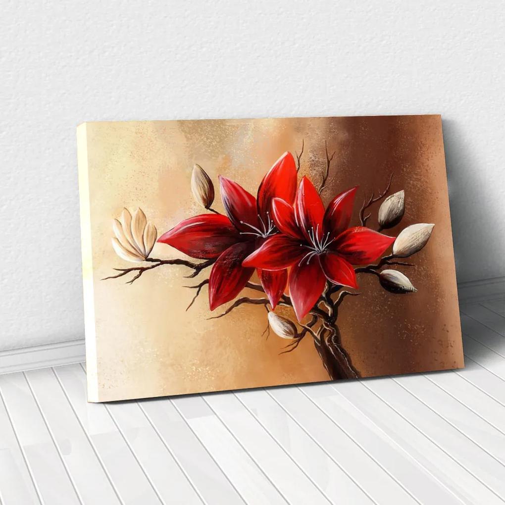 Tablou Canvas - Floral red 50 x 80 cm