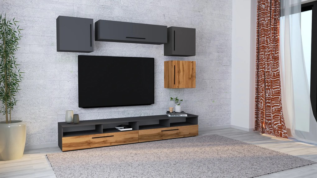 Living haaus Haga V17, Antracit/Stejar Wotan, L 240 cm