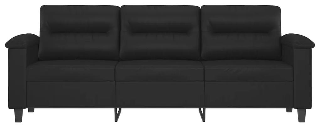 Canapea cu 3 locuri, negru, 180 cm, piele ecologica Negru, 210 x 77 x 80 cm