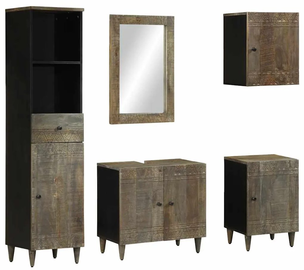 vidaXL Set mobilier de baie, 5 piese, lemn masiv de mango